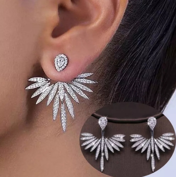 double sided earrings Jewelry - Sparky Flower Front Back Double Sided 2 Earrings in One